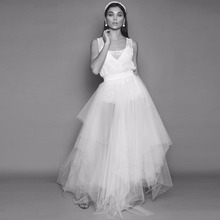 Ruffles Asymmetrical Bridal Tulle Skirts 2018 Semi-Sheer Puffy Long Tutu Skirt Women Faldas Mujer Moda Bridesmaid Tutu Skirt 2024 - buy cheap