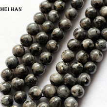 Mefm atacado, 8mm 10mm 12mm larvikite preto labradorite macio redondo miçangas soltas pedra para design de fabricação de joias 2024 - compre barato