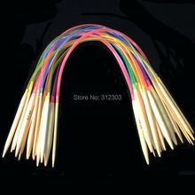 [2.0-10MM] 18Pcs 16" 40cm Multicolor Plastic Tube Circular Bleached Bamboo Knitting Needles Crochet Craft Yarn Tools Set 2024 - buy cheap
