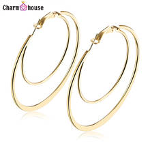 316L Stainless Steel Earrings for Women Double Big Circle Hoop Earring Gold/Silver Color Earing Fashion Jewelry Female Brincos 2024 - buy cheap