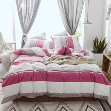 Striped washed cotton Luxury Fashion Bedding set King Queen size Bedding set Duvet Cover Bedsheet Pillowcase 4pcs 2024 - buy cheap