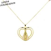 New Arrival Gold Fashion Jewelry Copper Micro Zirconia Delicate Heart Shape Pendulum Pendant Necklace for Women Gift Anniversary 2024 - buy cheap