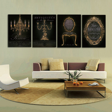 Carteles de paisaje europeo, Retro, candelabro de corte, imagen de espejo, impresión en lienzo, pintura de arte de pared nórdica para decoración de dormitorio 2024 - compra barato