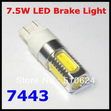 T20 7.5W Super Bright 7443 LED Brake Light Aluminum housing 5Side lighting LED auto  stop parking lamp free shipping 2024 - купить недорого