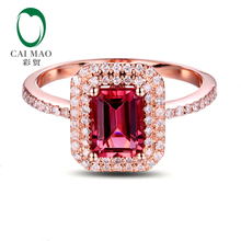 Caimao 14k Rose Gold 1.01ct Pink Tourmaline Natural Diamond Engagement Ring Fine Jewelry 2024 - buy cheap