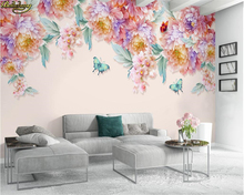 beibehang Custom photo wallpaper mural modern HD hand-painted small fresh rose butterfly TV background wall papel de parede 2024 - buy cheap