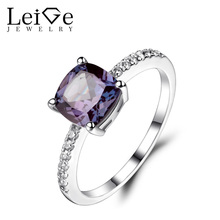 Leige Jewelry 925 Sterling Silver Lab Alexandrite Promise Rings Cushion Cut Gemstone June Birthstone Ring Fine Jewelry for Women 2024 - buy cheap