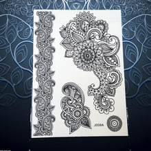 1 peça-tatuagem falsa henna para braço e flor de henna, tinta preta, à prova d'água, adesivo temporário para tatuagens femininas pbj009 2024 - compre barato