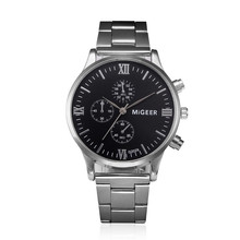 MIGEER Homem Moda Cristal de Aço Inoxidável Analógico Quartz Relógio de Pulso relogio masculino Homens Relógio Do Esporte Relógios Relógios Masculinos 2024 - compre barato