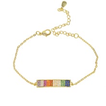 2018 fashion simple geometric jewelry Gold color bracelet with rainbow cz paved top quality trendy lady jewelry 2024 - buy cheap