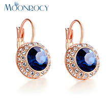 MOONROCY Free Shipping Fashion Cubic Zirconia Earrings Rose Gold Color Silver Color Austrian Crystal Earring for Women Girl Gift 2024 - buy cheap