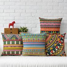 Almohada geométrica de Color del sudeste asiático, cojín de lino abstracto, decoración para el hogar, café, sofá 2024 - compra barato