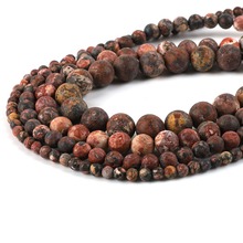 Contas de pedra avulsas para fazer joias, pingente redondo com pele de leopardo vermelho para colar artesanal com 15 polegadas 2024 - compre barato