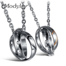 Modyle Half Heart Puzzle Couple Necklaces Romantic Black/Gold Color Stainless Steel Women Men Pendant Jewelry 2024 - buy cheap