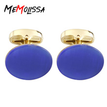 MeMolissa 3 Pairs Classic Opal Cuff links Luxury Navy Blue Stone Cufflinks for Men High Quality Wedding/Party/Business Gift 2024 - buy cheap