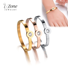 Pulseira de aço inoxidável 316l de pedra cz substituível, pulseiras de punho para mulheres, presente de casamento, jóias famosas de luxo 2024 - compre barato