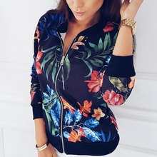 Hot Stylish Womens Ladies Retro Floral Zipper Up Bomber Jacket Casual Coat Outwear Jackets 2024 - buy cheap