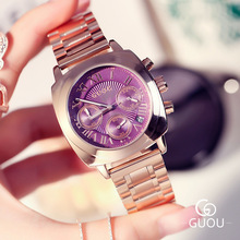 Guou hk marca de luxo mulheres relógios senhoras vestido relógio moda ouro rosa aço calendário relógios quartzo feminino relógios pulso 2024 - compre barato