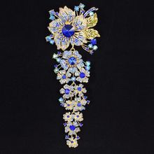 6 Colors Big Bouquet Orchid Flower Brooch Pins for Bridal Rhinestone Crystal Brooches for Women 2024 - buy cheap