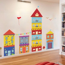 Colorful House Wall Stickers for Kids room Living room Bedroom Wall Decor Vinyl Removable Art Mural DIY Decals Wallpaper dc12 2024 - buy cheap
