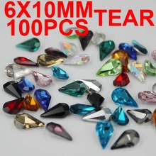 100pcs 6x10mm Tear Shape Crystal Rhinestones Pointed Glass Stones For Jewelry Making Craft Garments DIY Crafts Decorations 2024 - buy cheap