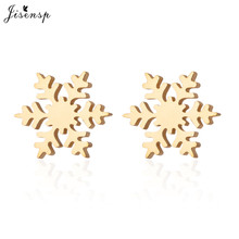 Jisensp New Fashion Gold Snowflake Stud Earrings for Women Winter Jewelry Classic Flower Earrings Girls New Year Gift Ear Studs 2024 - buy cheap