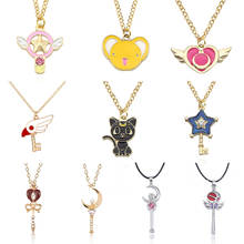 Anime Cardcaptor Sakura Sailor Moon Necklace Cartoon Card Captor Heart Wand Cat Rabbit Bird Necklaces Pendants Jewelry For Kids 2024 - buy cheap