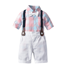 Top and Top Summer Toddler Baby Boy Clothing Set Short Sleeve Bow Tie Shirt+Suspenders Shorts Gentleman Suits Infant Clothing 2024 - buy cheap