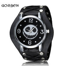 Reloj de pulsera de cuarzo para hombre, cronógrafo con correa de cuero, estilo Punk, pesadilla antes de Navidad, regalo de Halloween 2024 - compra barato