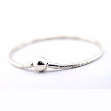 Authentic 925 Sterling Silver Snake Chain with Round Clasp Bracelet Compatible With European Bracelets for Women QANDOCCI 2024 - buy cheap