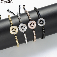 Pipitree Copper White Cubic Zirconia 26 Alphabet Initial Bracelets for Women Men 4mm Beads Braiding Bracelet Letters A-S Jewelry 2024 - buy cheap