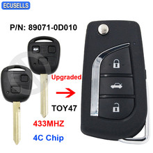 Upgraded Folding Flip Remote Key Fob 433MHz 4C Chip for Toyota Yaris Avensis Corolla Carina P/N: 89071-0D010 TOY47 Uncut Blade 2024 - buy cheap