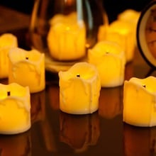 12 шт. Желтый Мерцающий bougie decoratif, электронный беспламенный светодиод, батарея светильник для свадебной вечеринки 2024 - купить недорого