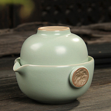 Портативный путешествия ручной керамический кунг-фу чайный набор 1 чашка 1 горшок, чайник чашка китайский керамический чайник чайник фарфоровая чашка чая гайван 2024 - купить недорого