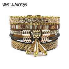 WELLMORE women bracelets summer Leather bracelet 5 color 3 size snakeskin shape charm bracelets for women wholesale 2024 - buy cheap