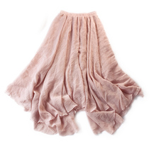 2021 New Summer Beige Vintage Irregular Cotton Linen Skirt Women Spring Fashion Korean Long Skirt For Women Maxi Skirts Female 2024 - buy cheap
