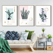 Nordic Decoration Green Plant Leaf Canvas Painting Modern Prints Posters geometric Wall art Pictures for Living Room Home Decor 2024 - buy cheap