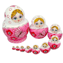 10PCS Wooden Matryoshka Doll Pink Wooden Russian Nesting Dolls Gift Matreshka Handmade Crafts for Girls Christmas Gifts 2024 - buy cheap