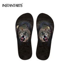 INSTANTARTS Women's Slippers 3D Night Wolf Pattern Ladies Beach Rubber Flip Flops Female Summer Style Flats Shoes Girls Sandals 2024 - buy cheap