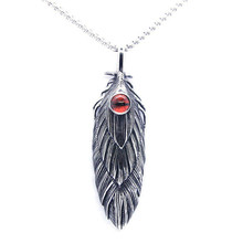 Rany&Roy Newest Red Stone Feather Pendant 316L Stainless Steel Jewelry Biker Style Cool Pendant 2024 - buy cheap