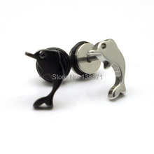 Lovely Dolphin White Black titanium steel Women Men screw stud earrings no fade 2024 - buy cheap