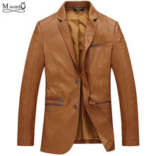 Mwxsd brand casual men PU leather Jacket mens blazer leather jackets coat jaqueta chaqueta hombre m-4xl 2024 - buy cheap