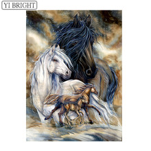 Pintura de diamante ponto cruz cavalo completo conjuntos quadrados artesanato 5d diamante bordado padrão animal imagem de strass xy1 2024 - compre barato