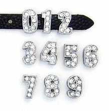 8MM Full Rhinestone Number Slide Charm 20PCS/lot " 0--9 Can Choose Each Number " Fit For DIY Pet Collar & Wristband 2024 - buy cheap
