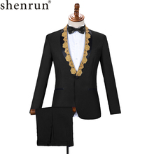 Shenrun-traje de 2 piezas para hombre, esmoquin para novio de boda, chaqueta de graduación, pantalones, cantante anfitrión, baterista, coro, músico, trajes de escenario masculinos 2024 - compra barato