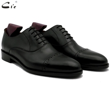 Cie-zapatos de vestir de cuero negro para hombre, calzado de oficina con suela de Piel De Becerro auténtica, formal, de cuero, hecho a mano, n. ° 10 2024 - compra barato
