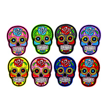 8PC colorful skull roses embroidery patches for clothing iron on patch applique iron patch for clothing stickers for clothes DIY 2024 - buy cheap