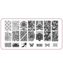Fashion Nail Stamping Plates Laced All Series nail art Stamping Image Plate Print Template Lace High-heeled butterfly BC09 2024 - buy cheap