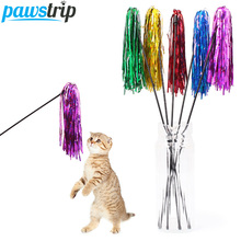 10pcs/lot Colorful Ribbon Cat Toy Wand 50cm Long Plastic Stick Pet Teaser Toy For Cats 2024 - купить недорого