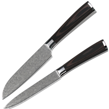 XYJ Brand Fine kitchen 7Cr17 veins high carbon steel knives 5 inch santoku utility knife pakka wood handle double steel head 2024 - buy cheap